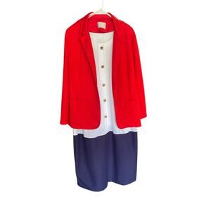 Vintage Cape Cod Match Mates 2-Piece White/Blue Tank Dress & Red Jacket size 22P
